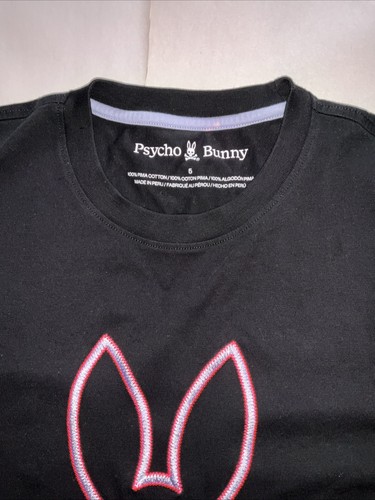 Psycho Bunny Men’s Black Embroidered Logo T-Shirt Size 5 Pima Cotton - Picture 4 of 9