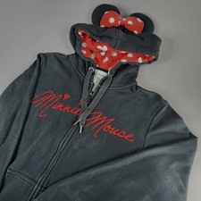 Vtg Large Disney Parks Authentic Original Full Zip Minnie Mouse Hoodie Bow Hood
