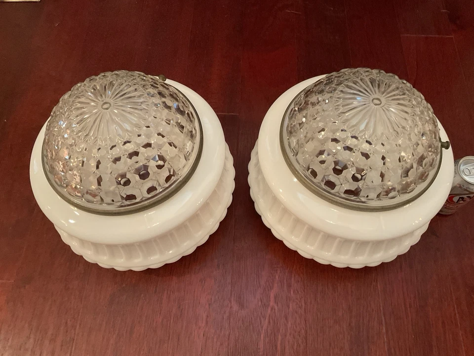 Lámpara de techo DECO / globo ~ VIDRIO DE LECHE vintage para colgar / montaje empotrado Foto 3 de 4