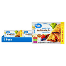 4 pack  Great Value Fruit  Grain Cereal Bars Variety Pack 32 Count 1.3 oz