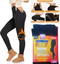 Thermal Leggings Thick Fleece Lined High Waist Warm Tummy Control Ladies UK Size