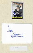 Tim Watters signed autographed 1990-91 O-Pee-Chee card & Index Card blue sharpie