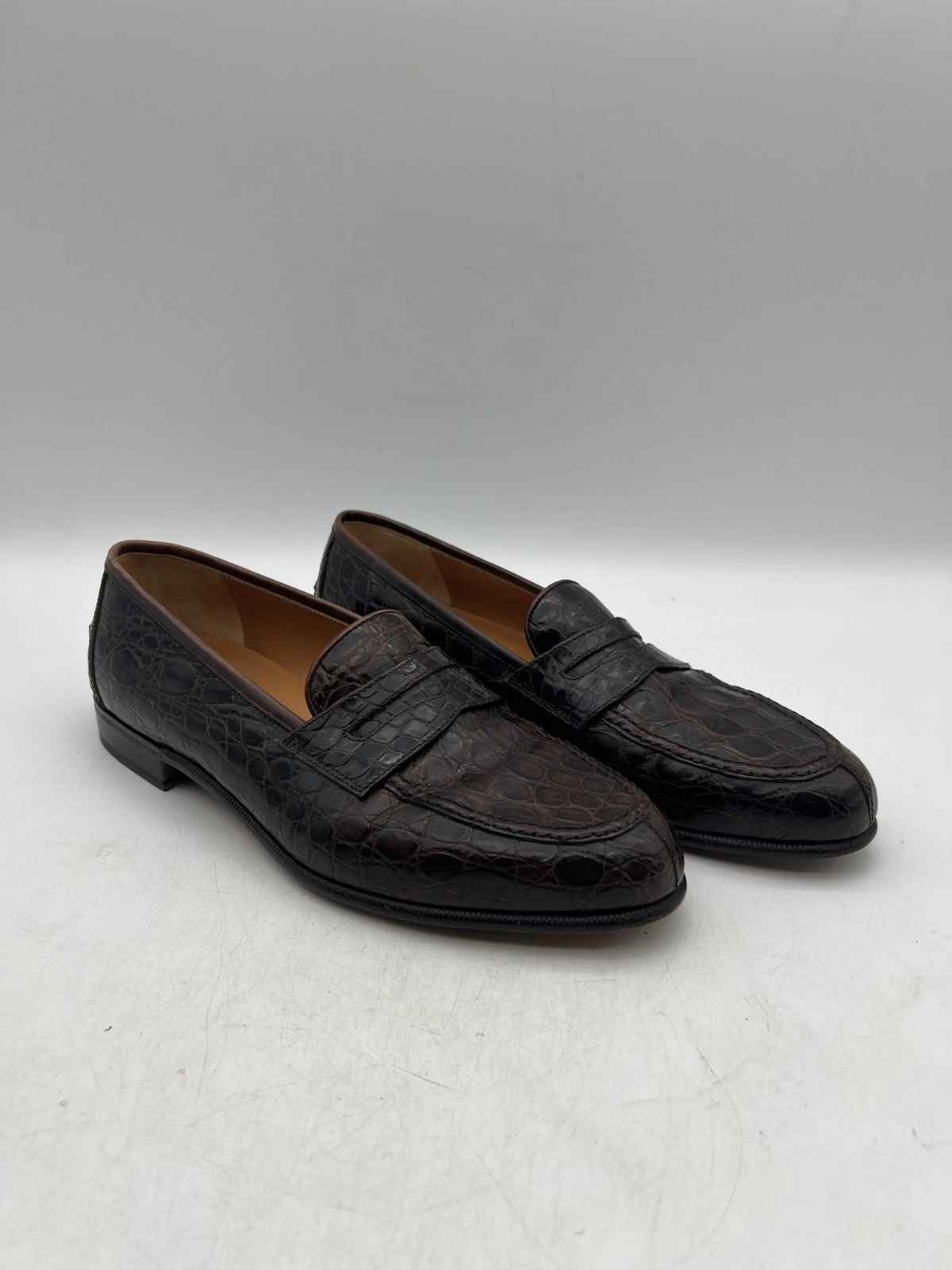 Ferragamo — Salvatore Ferragamo Crocodile Leather Loafers Brown Made in Italy Size 9.5 D