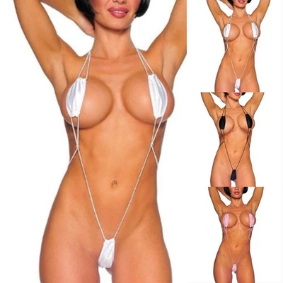 Maillot de bain femme femme string V string aspect humide bikini body exotique - Photo 1/4