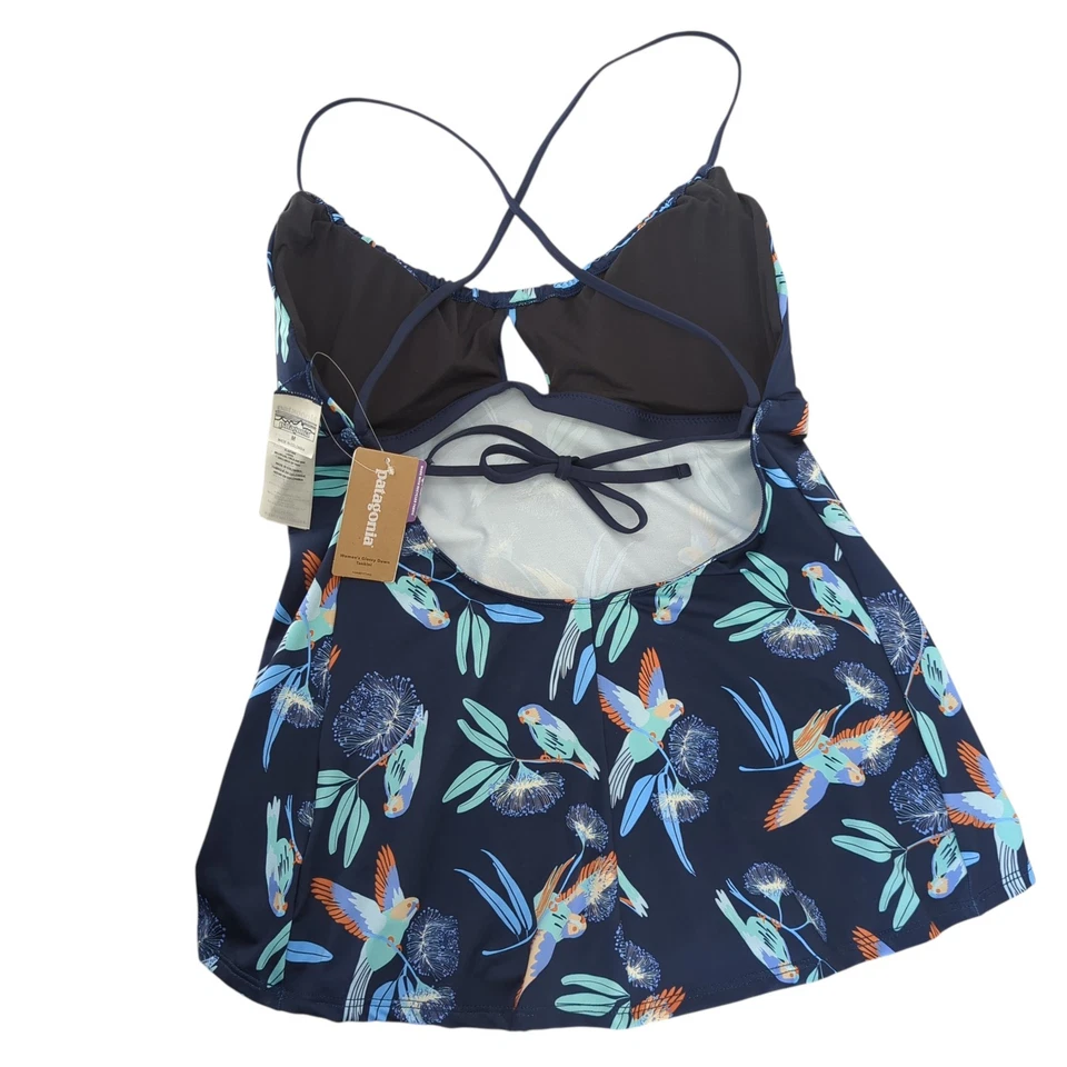 Patagonia Women M Glassy Dawn Tankini Top Parrots Small New Navy Blue Swim NEW - Image 3 of 4