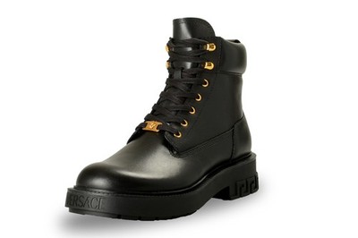 Versace Men's Black Leather Lace Up Boots Shoes US 11 IT 44