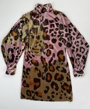 NWT Anthropologie Eleanor Velvet Tunic Mini Dress Anima Print Long Sleeve Size 0