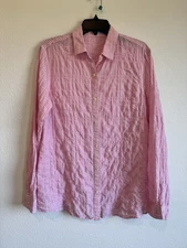 J.McLaughlin Women's Pink Plaid Long Sleeve Button Down Shirt Textured Cotton M