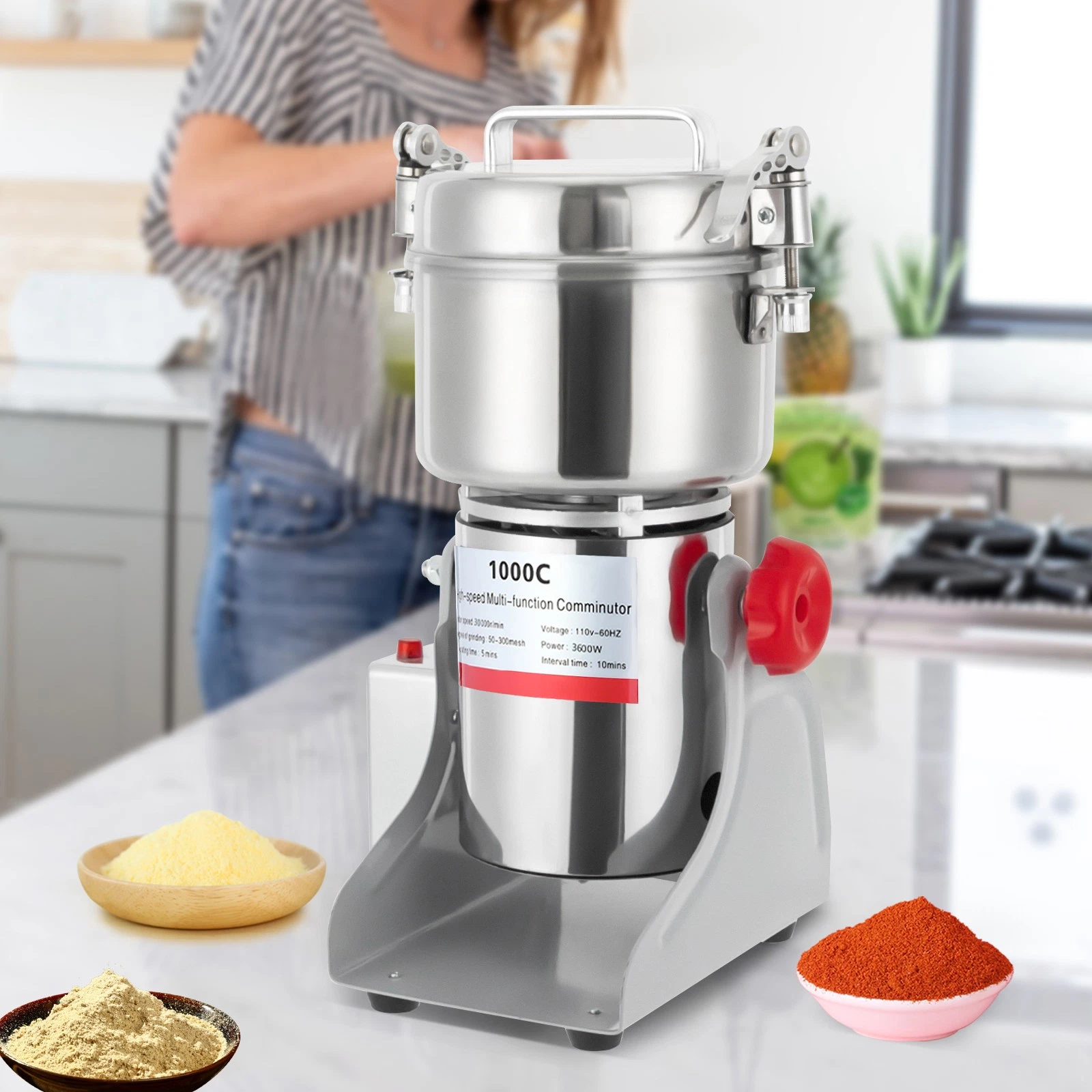 1000g Electric Grain Grinder Spice Mills Commercial Superfine Powder Pulverizer