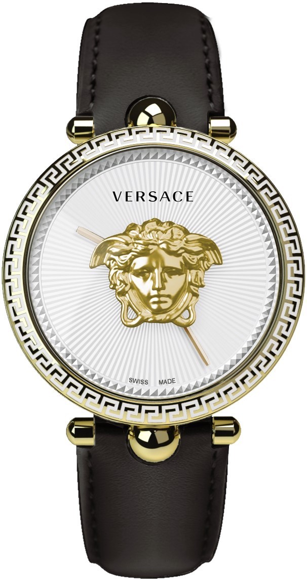 Versace VCO140017 Palazzo Empire gold white black Leather Women's Watch NEW