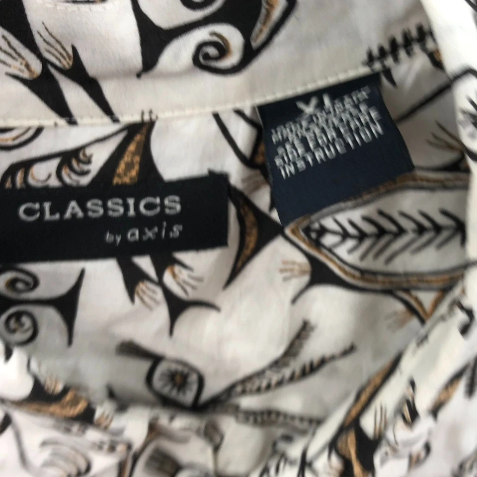 Axis 经典男式夏威夷衬衫 XL 码短袖印花白色黑色 — 第 4/4 张图片