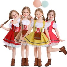 Child Traditional Bavarian Dirndl Dress German Oktoberfest Maid Cosplay Costume