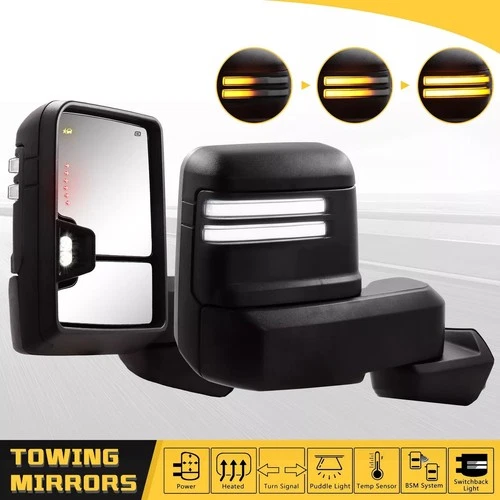 Switchback Towing Mirrors Power Heated BSM for 2019-2025 Chevy Silverado 1500