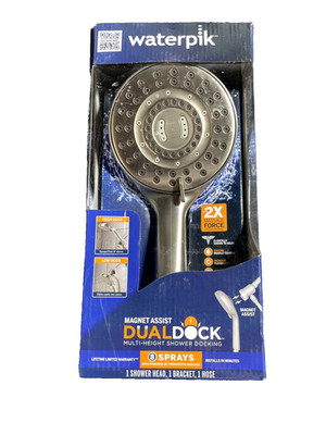 Waterpik 8-Spray Magnet Assist Multi Height Handheld Shower Head Brushed Nickel