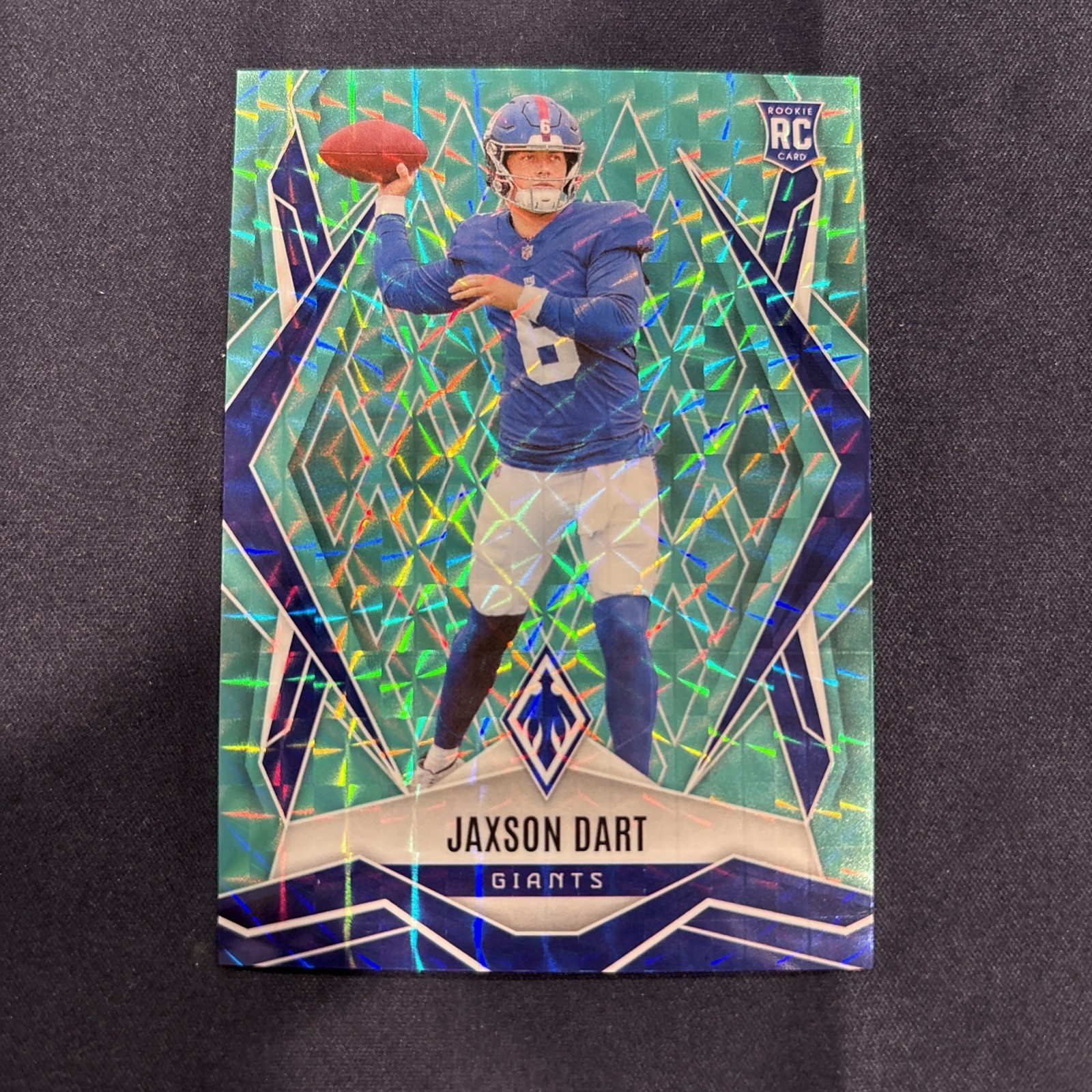 2025 Panini Phoenix Rookies Jaxson Dart #200 Teal Pyramids /225 (RC) Giants SP