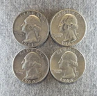 Silver Washington Quarters Qty 4 90% Junk Silver Coins 61-D, 62-P, 64-P, 63-D