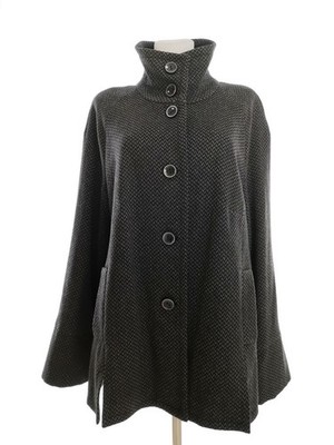 APRIORI Damen Mantel Gr. 46 Schwarz Wolle Langer Ärmel