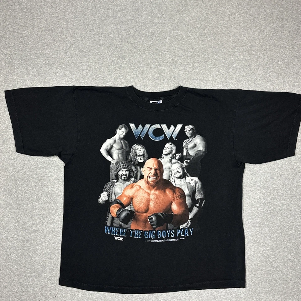 Camiseta de Lucha Libre WCW De Colección Talla Extra Grande Negra Benoit Goldberg DDP Jericho Foto 2 de 4