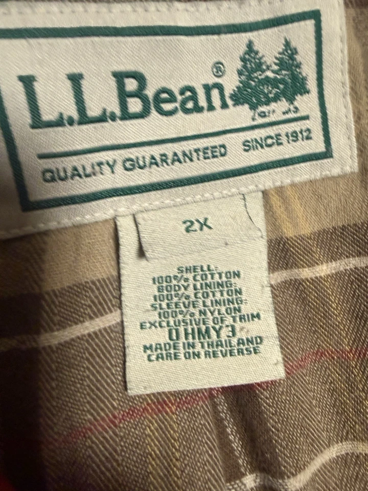 Vintage L.L. BEAN 0HMY3 Corduroy Collar Canvas Barn Chore Jacket 2000s 2xl - Image 2 of 4