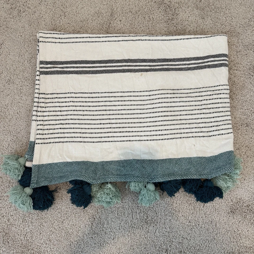 Opalhouse Target green and gray striped Tasseled Throw - Image 3 of 4