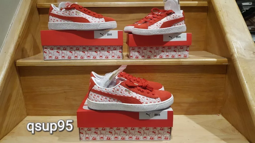 Puma X Hello Kitty Womens Suede Red White Toddler Pre school Grade