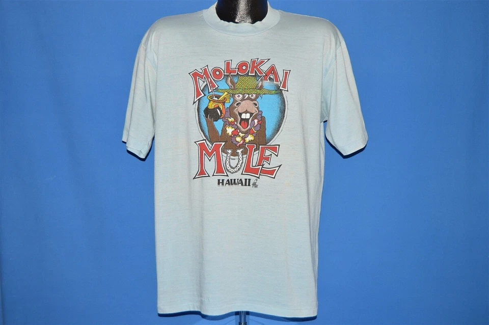 Camiseta de colección MOLOKAI MULE HAWAII POLY TEES SUNSTROKES AZUL LEI LUAU COCKTAIL XL Foto 2 de 4