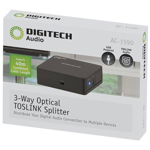 Durable Optical Splitter Toslink 3-Way Active with USB No Audio Quality Loss - Picture 3 of 3