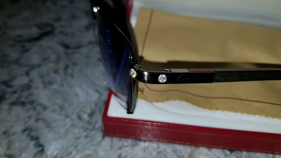 Gafas de sol vintage Cartier Santos Talla 58/18/135 10. punteros DIAMANTE Foto 3 de 4