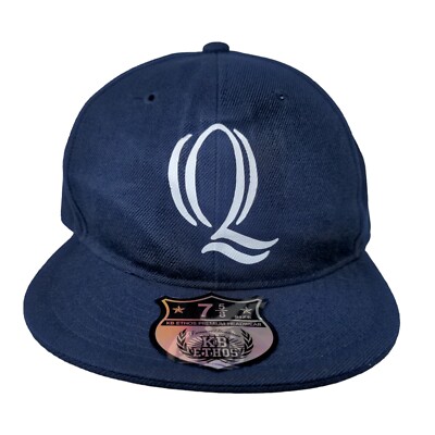 Quinnipiac Fitted Hat Blue 7 5/8 Vent Holes 6 Panel KB ETHOS W/Tags