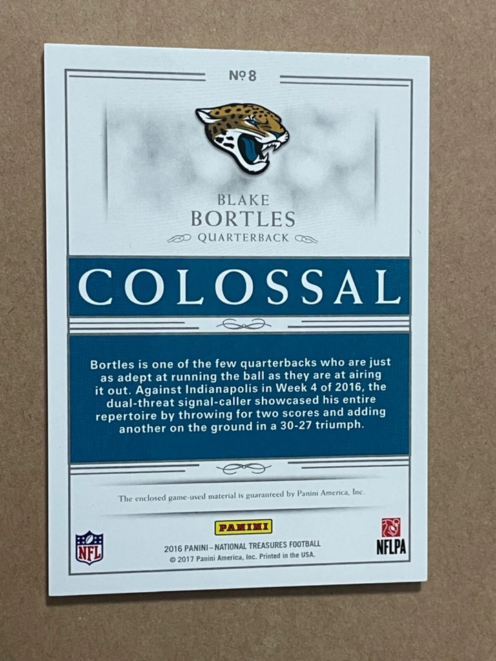 2016 National Treasures BLAKE BORTLES Colossal JERSEY /49   Jacksonville Jaguars - Image 2 of 2