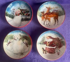 Set 4 Christmas Certified International Susan Winget Big Bowls 9 1/4"