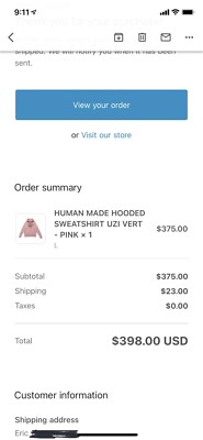 Human Made x Lil Uzi Vert Hooded Sweatshirt - Size LARGE