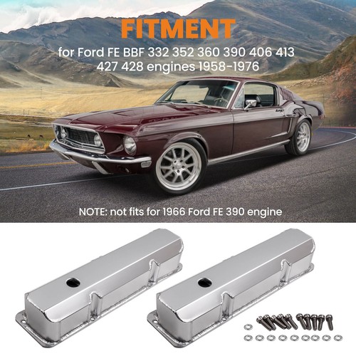 Valve Covers - 3 7/8" Tall w/ Bolts For Ford FE 390 406 427 428 Stain Oxidation - Picture 3 of 12