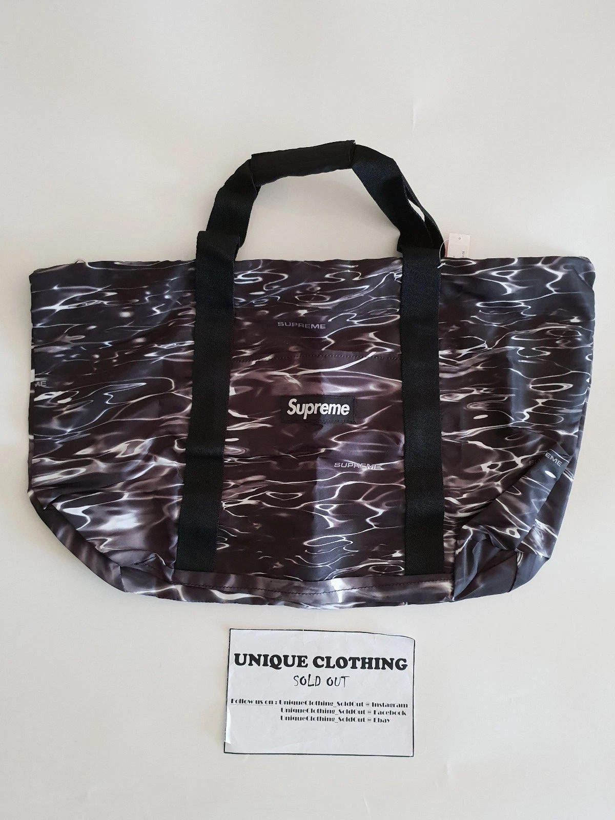 SUPREME RIPPLE PACKABLE TOTE BAG BLACK