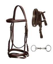 Complete English Bridle For Pony And Shetland With Reins, Rubber And Bit