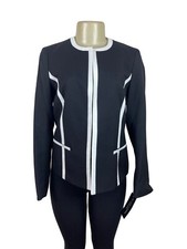 Black Label Womens Blazer Jacket Black  White Size 4 - New