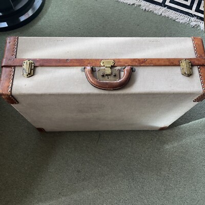 Super Rare Genuine Hermès Koffer Leder und Stoff Farbe Weiß