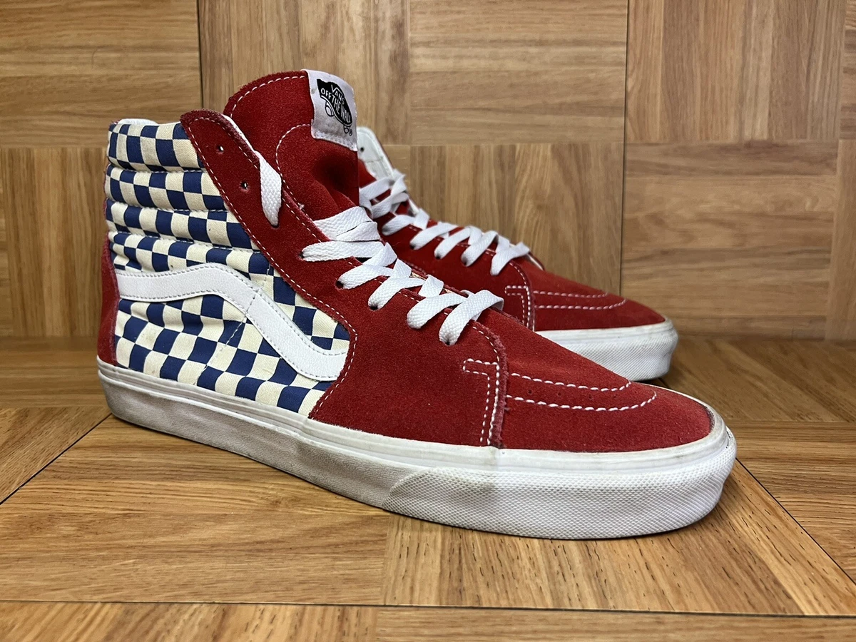 Red checkerboard high top vans sale