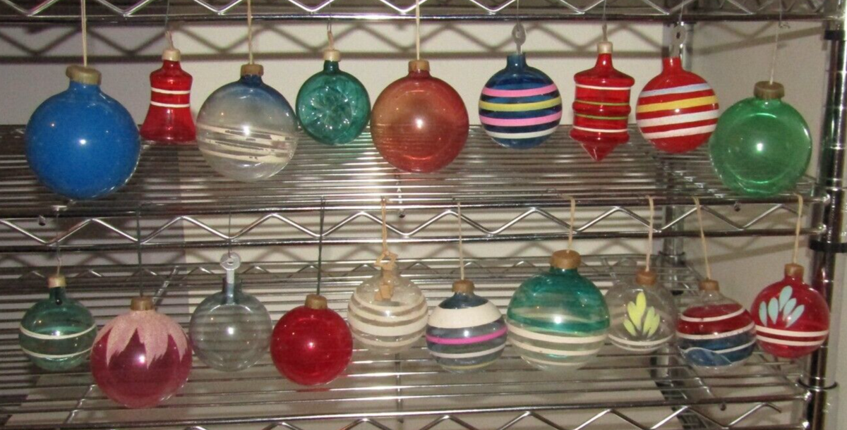 USA Antique Paper Cap World War 2 Striped Glass Christmas Ornament
