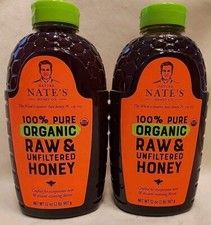 2 Pack Nature Nate's 100 Organic Pure Raw Unfiltered Honey 32 oz Each