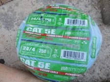 SYSTON CAT 5e MHZ Plenum cable 24/4 gauge 250ft Type CMP-Blue