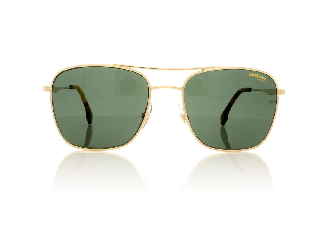 BRAND NEW CARRERA 130 S J5GQT PILOT GOLD GREEN LENSES AUTHENTIC SUNGLASSES 58 10