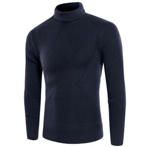 Herrenmode Karo Pullover Formell Rolli Rundhals Baumwolle Streifen Sweater Warm