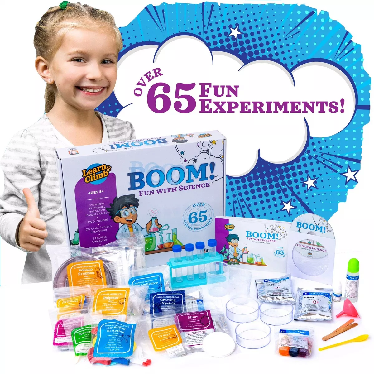 Learn & Climb [Sponsored]Kids Science Set - Over 60 Experiments Kit, How-To DVD