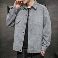 Herren Cord Jacke Mantel Schlicht Einreihig Patch Taschen Freizeit Top Revers