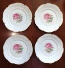 4 Dundee Large Rose Dinner Plates Hutschenreuther Selb Bavaria Germany Gold Trim
