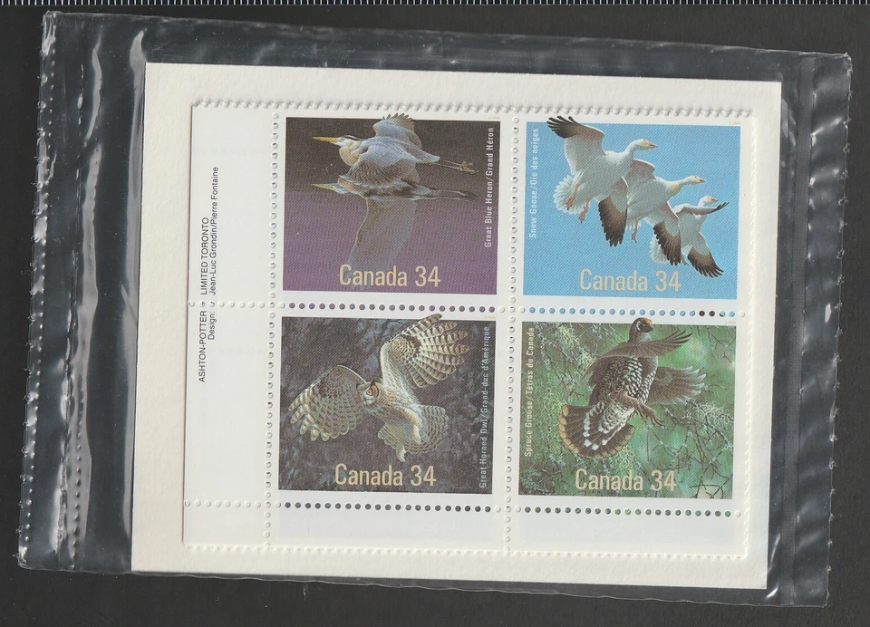 1986 Birds of Canada Sc# 1098a P.O. Inscription Block Set of 4 - 34¢ x 16 stamps - Image 2 of 2