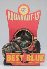 SELTENES Antikes Werbe Schild Pappaufsteller AQUANAUT-13 Thekenaufsteller 50er