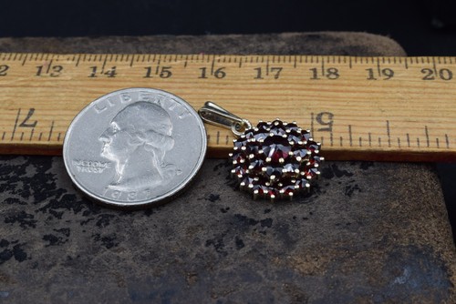 RR Antique Czech Bohemian Natural Rose Garnet Brooch Pendant Victorian snowflake - Picture 14 of 22