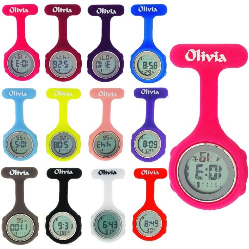 The Olivia Collection Digital Multi Function Silicone Rubber Nurses Fob Watch - Photo 1 sur 13